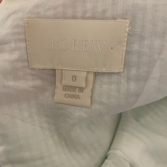 J. CREW A Line Dress Sz 0 Green White Seersucker Pleated Sleeveless Back Zip - Picture 16 of 16